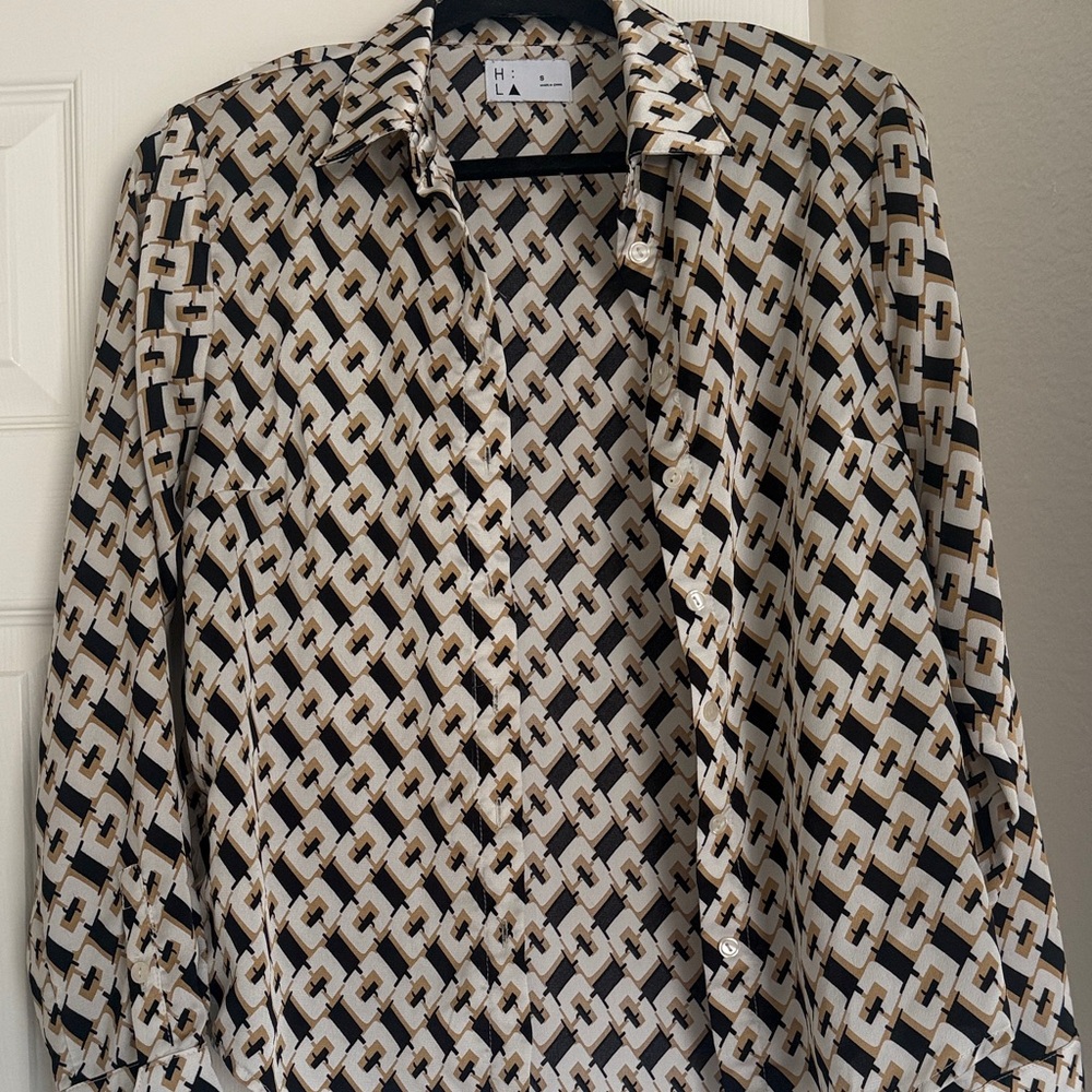 Geometric Patterned Button-Up Shirt